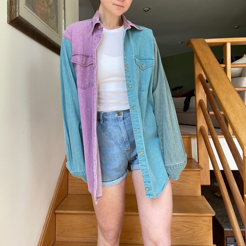 Colorblocked button down - Picture 2 of 3